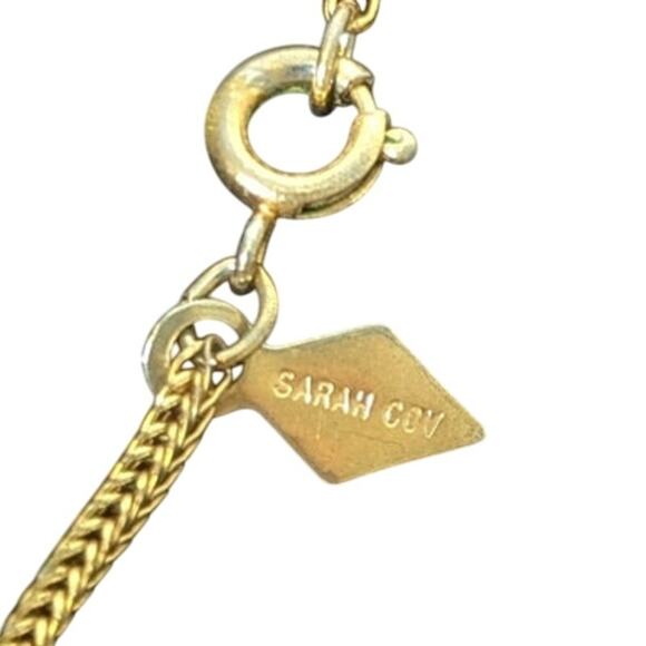 Vintage Signed gold tone Sarah Coventry bar necklace minimalism - Picture 5 of 7